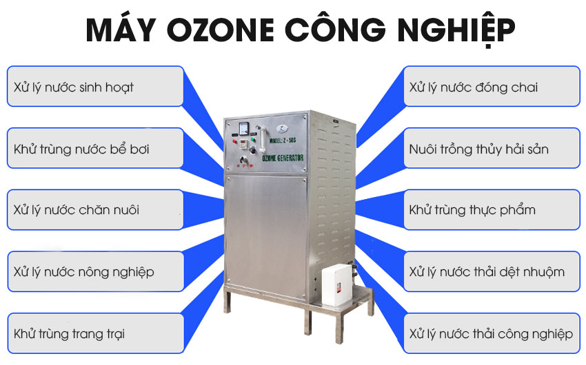 Máy ozone công nghiệp ngoài dùng rửa rau củ ra thì còn ứng dụng vào nhiều lĩnh vực khác
